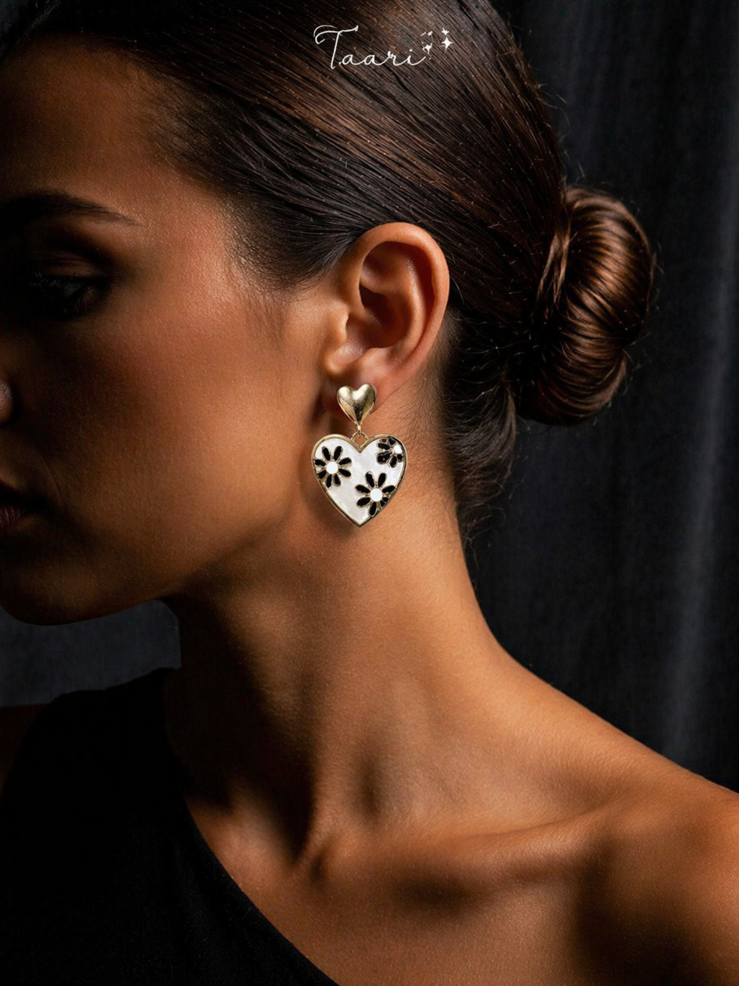 Floral Heart Drop Earrings