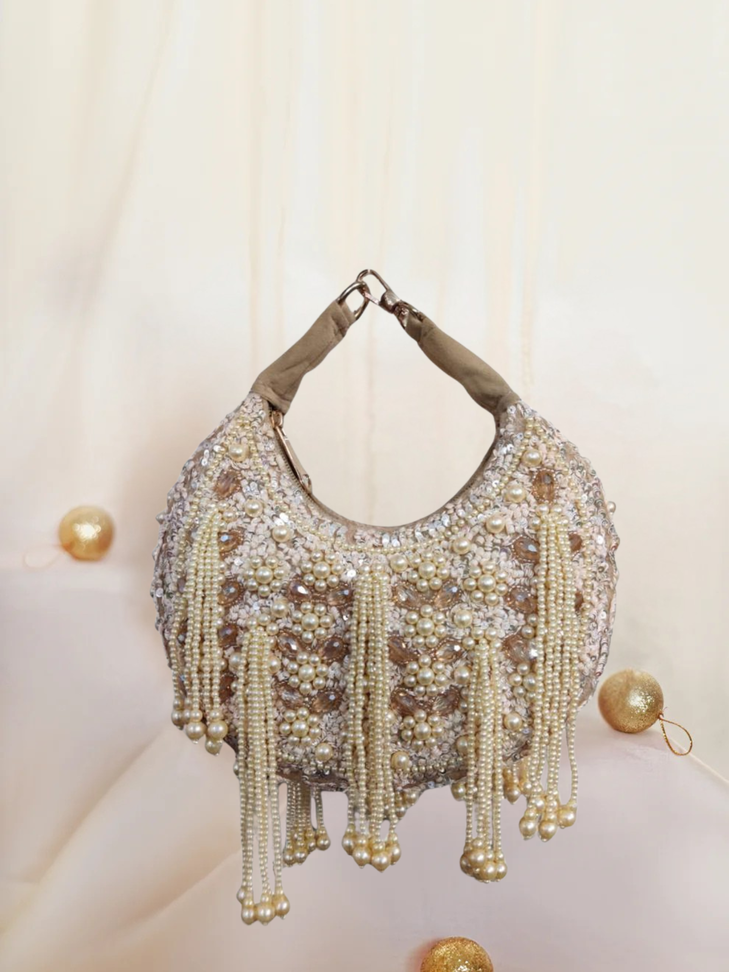 Moon Pearl Drape Clutch