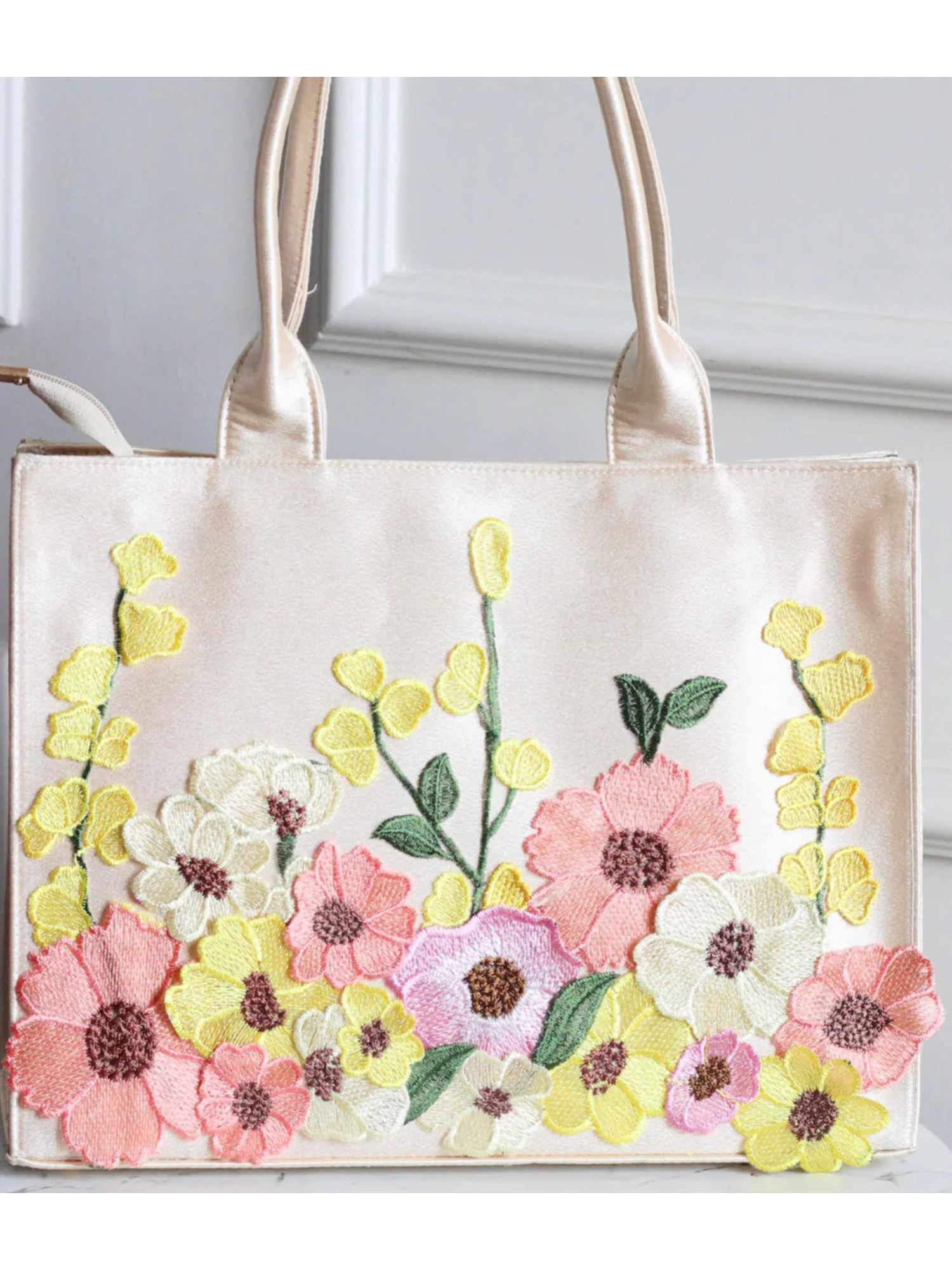 Ivory Meadow Bloom Tote Bag