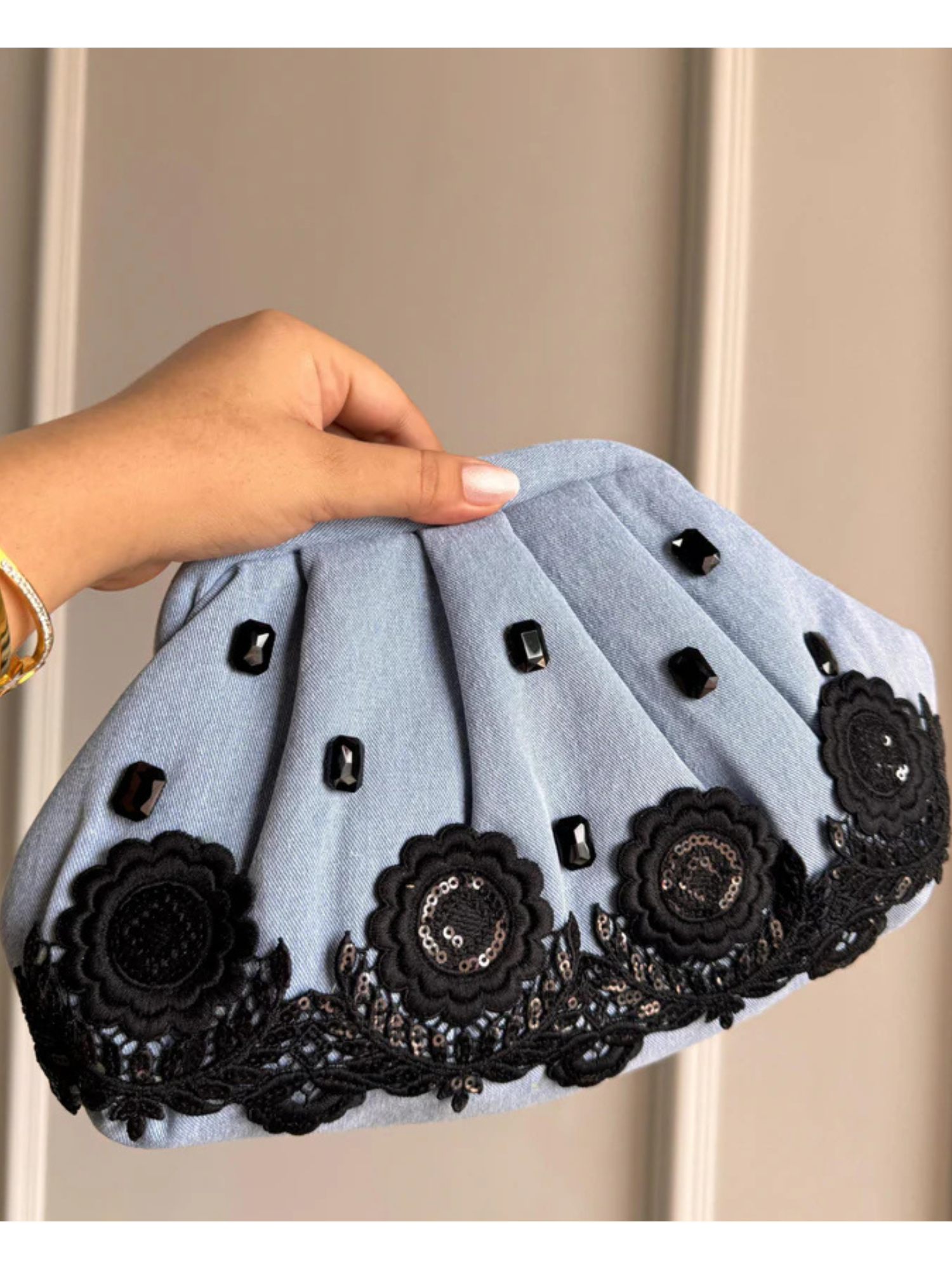 Stone Muse Denim Clutch