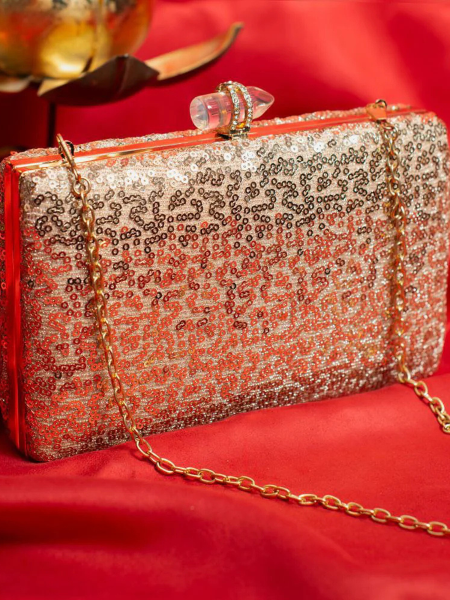 Gold sequins Clutch