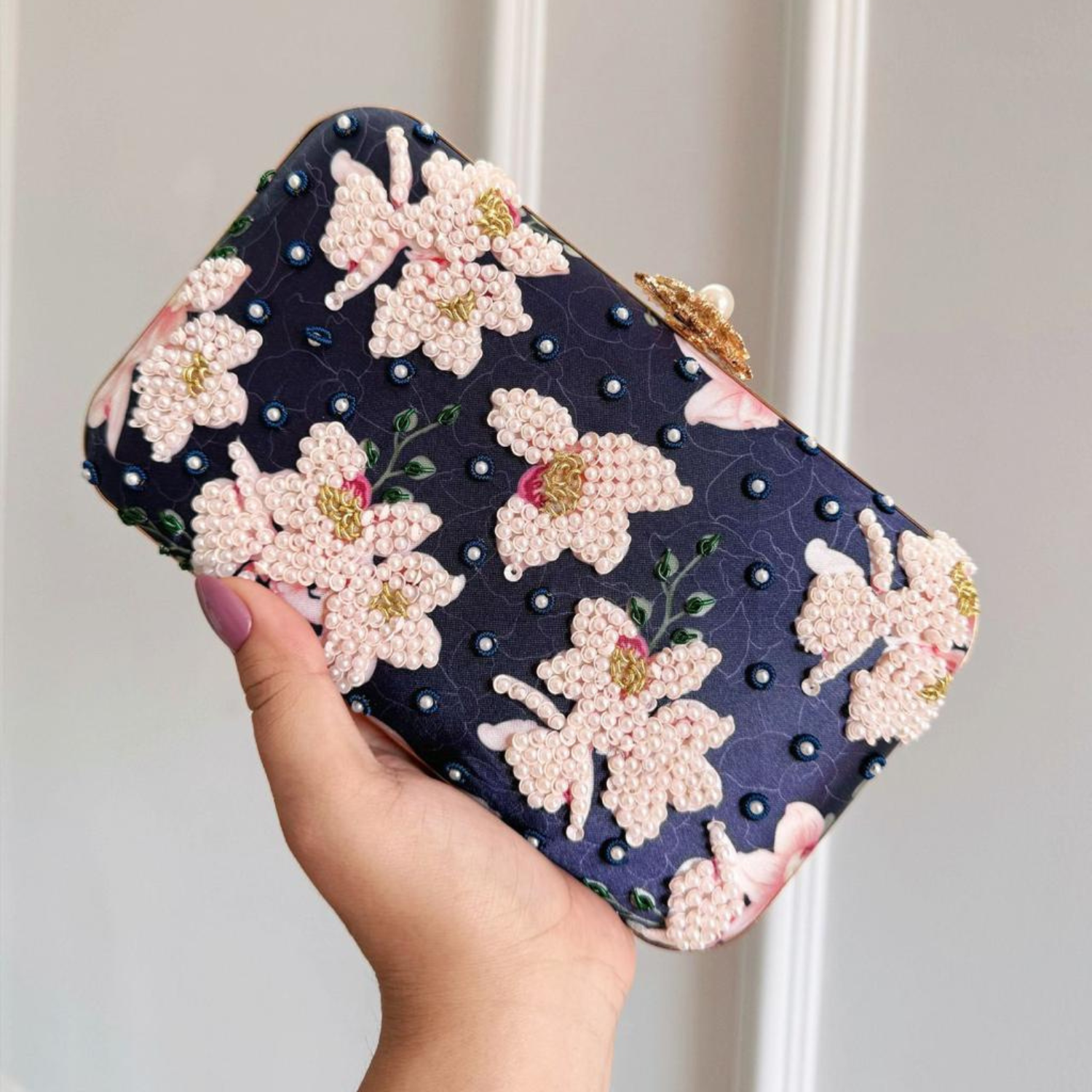 Silken Spring Embellished Clutch