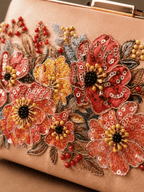 Peach Blossom Embroidered Box Clutch
