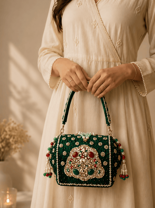 Regal Velvet Embellished Clutch