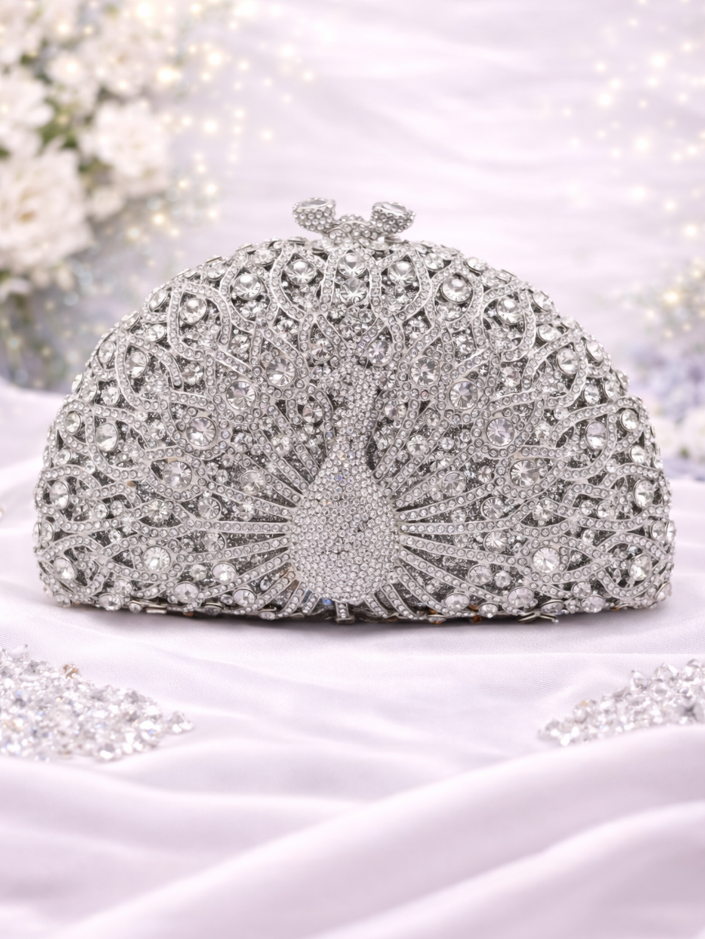 Peacock Aura Crystal Clutch