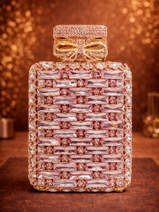 Blush Crystal Bow Clutch