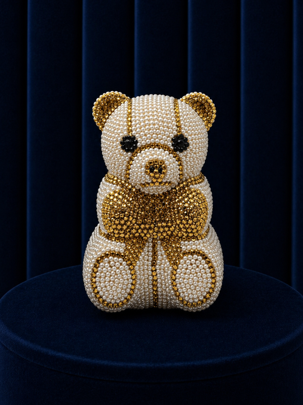 Golden Teddy Crystal Clutch
