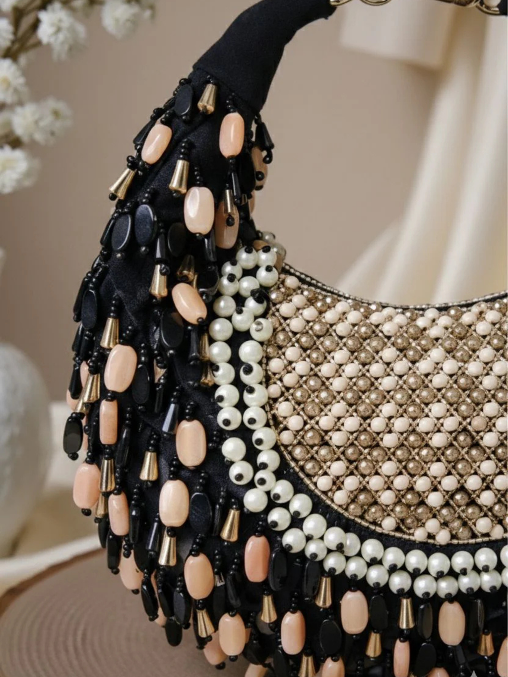 Opaline Beaded Crescent