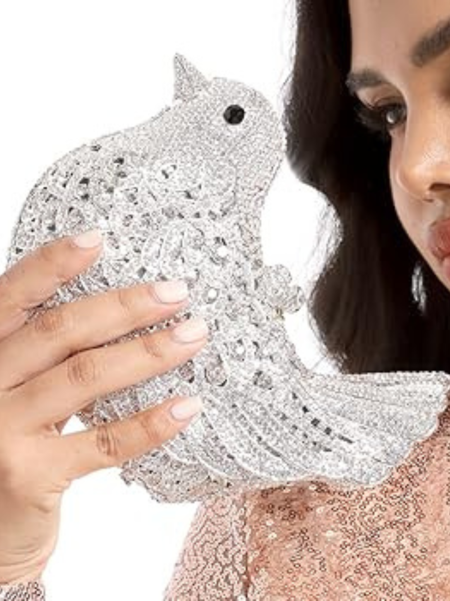 Silver Dove Crystal Clutch