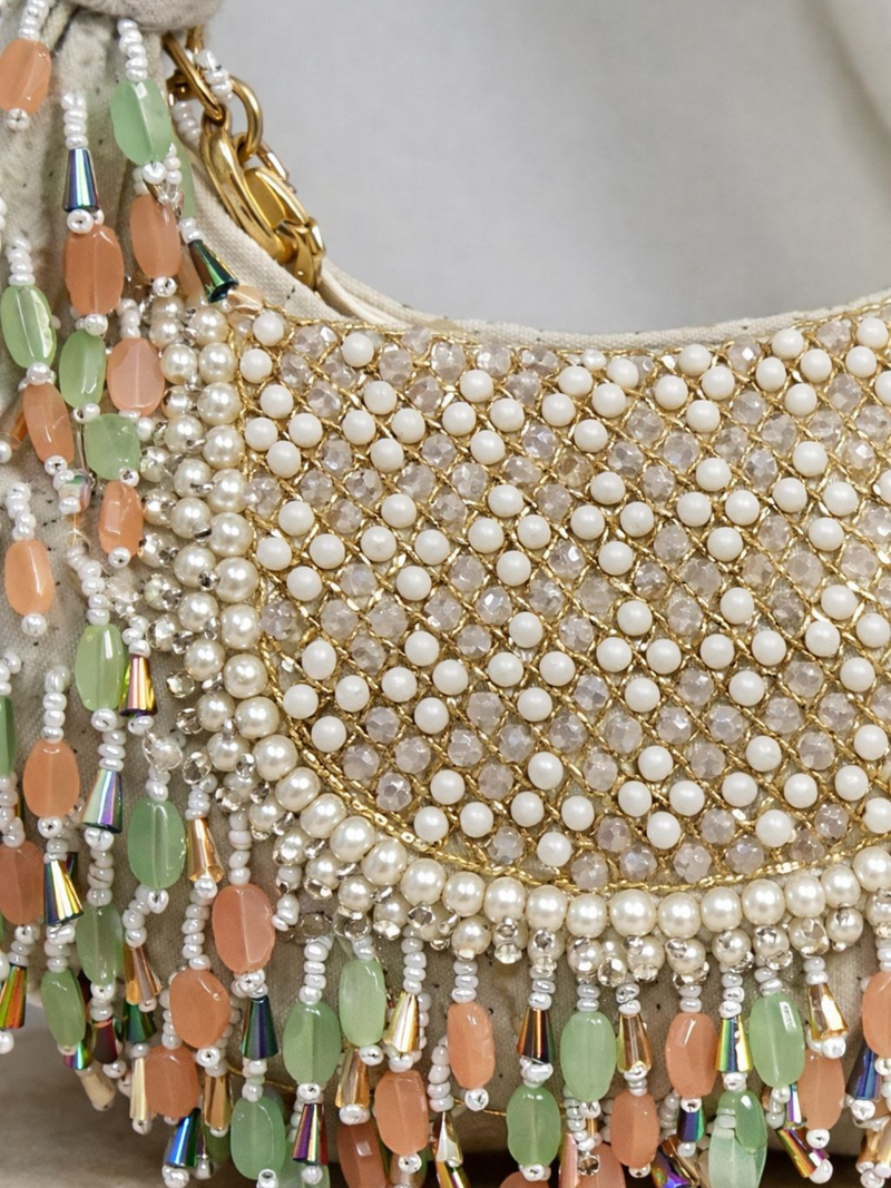 Opaline Beaded Crescent