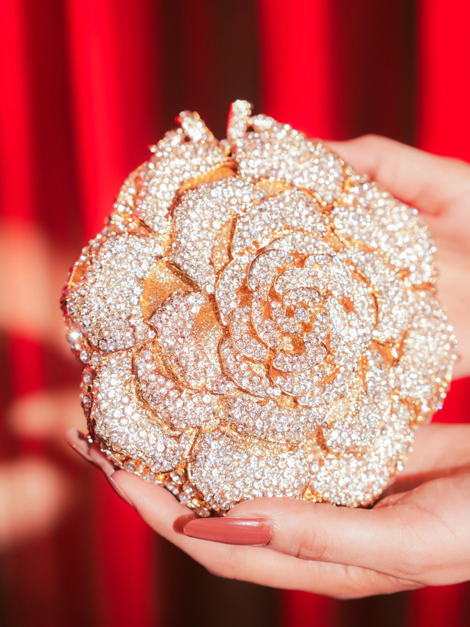 Golden Bloom Crystal Clutch