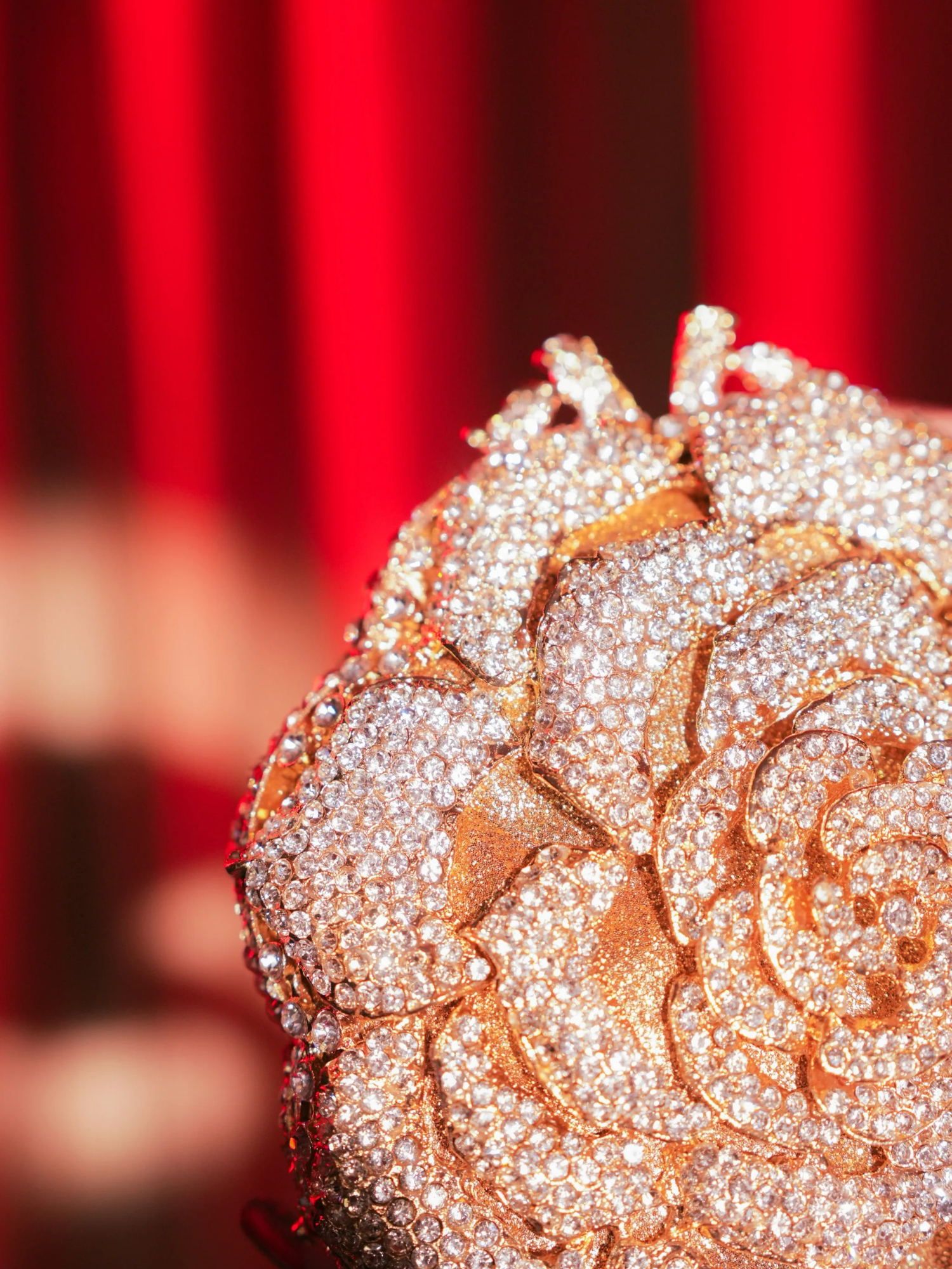 Golden Bloom Crystal Clutch