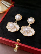 Pearl Petal Drop Earrings