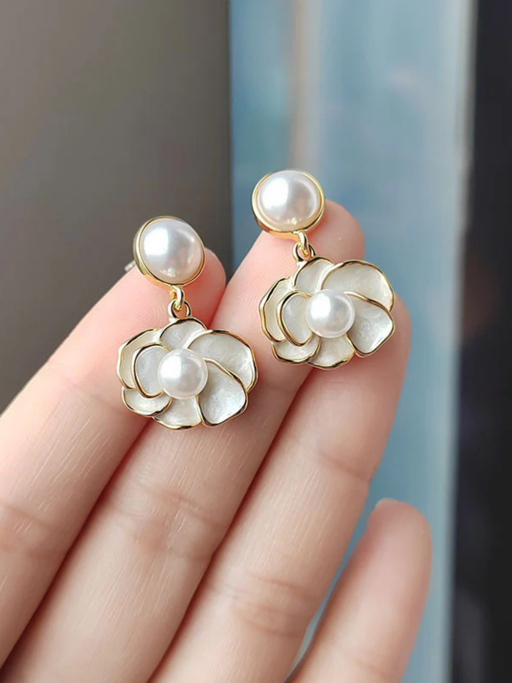 Pearl Petal Drop Earrings