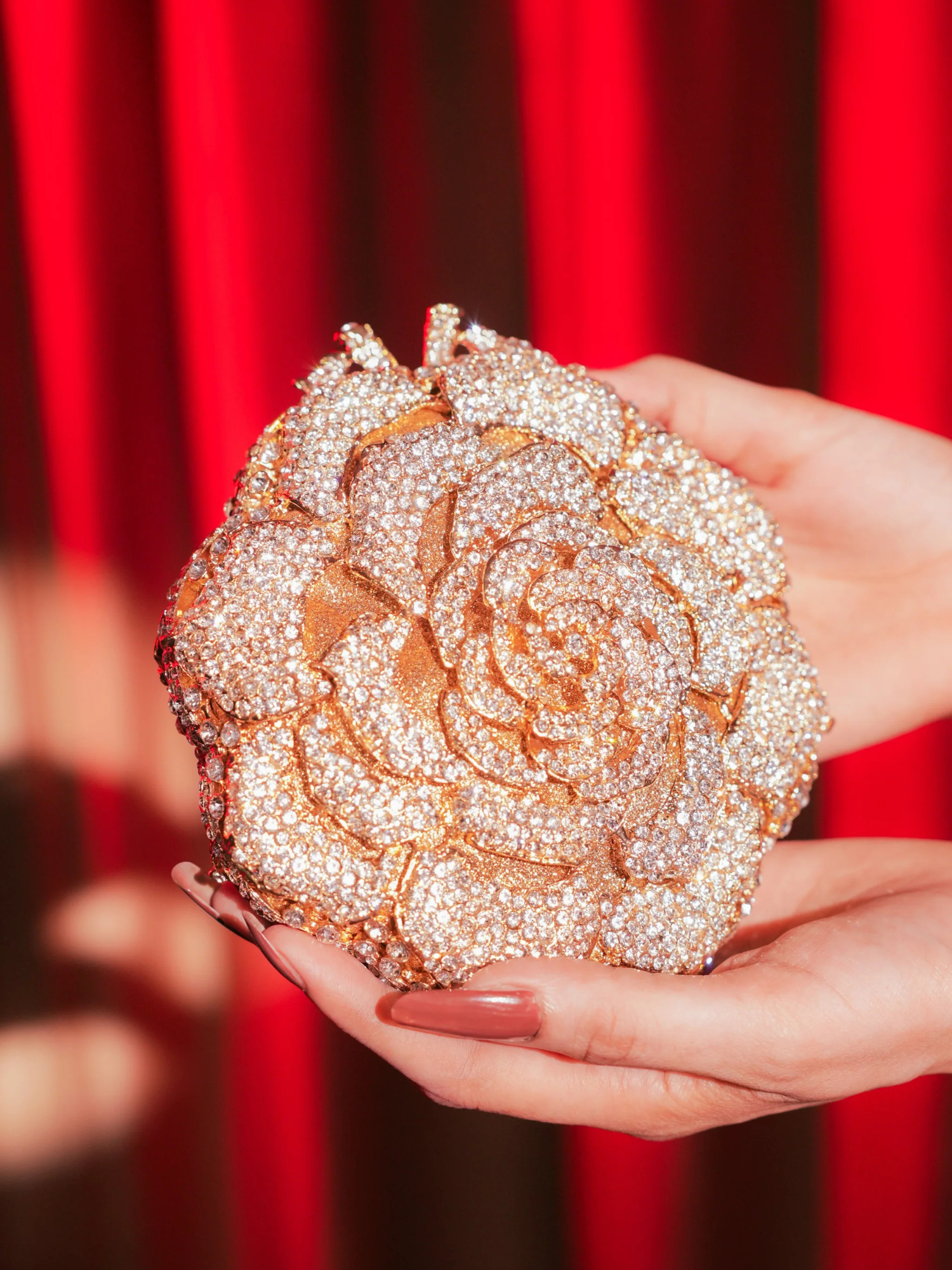 Golden Bloom Crystal Clutch