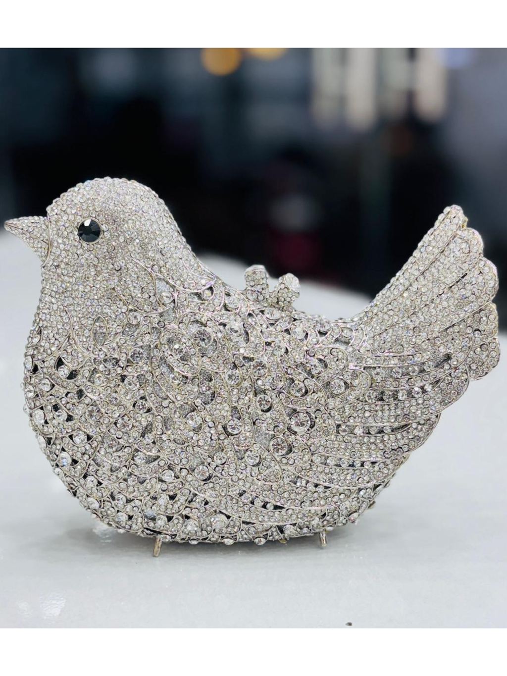 Silver Dove Crystal Clutch