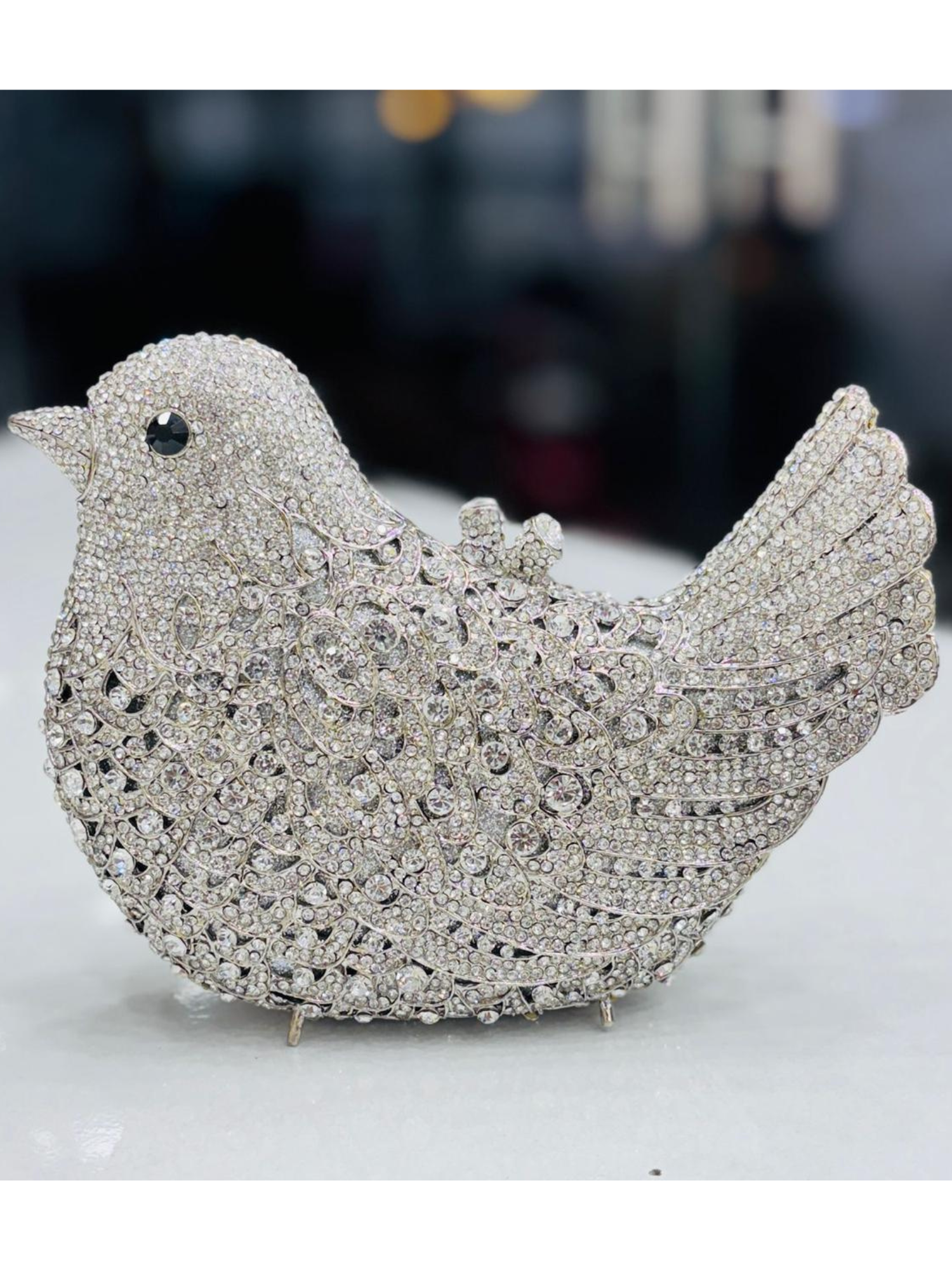 Silver Dove Crystal Clutch