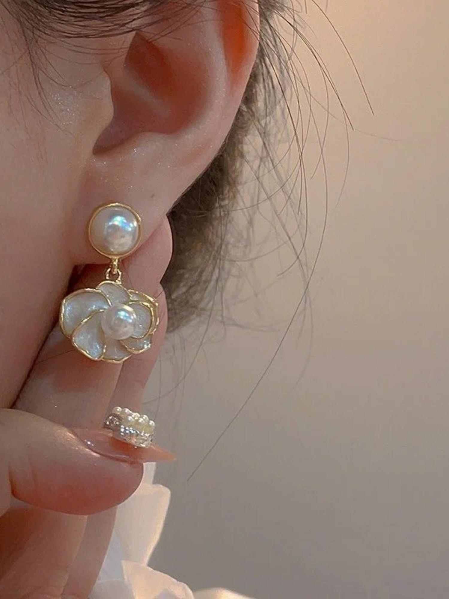 Pearl Petal Drop Earrings