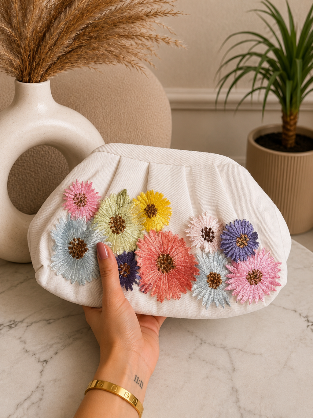 Petal Play Denim Clutch