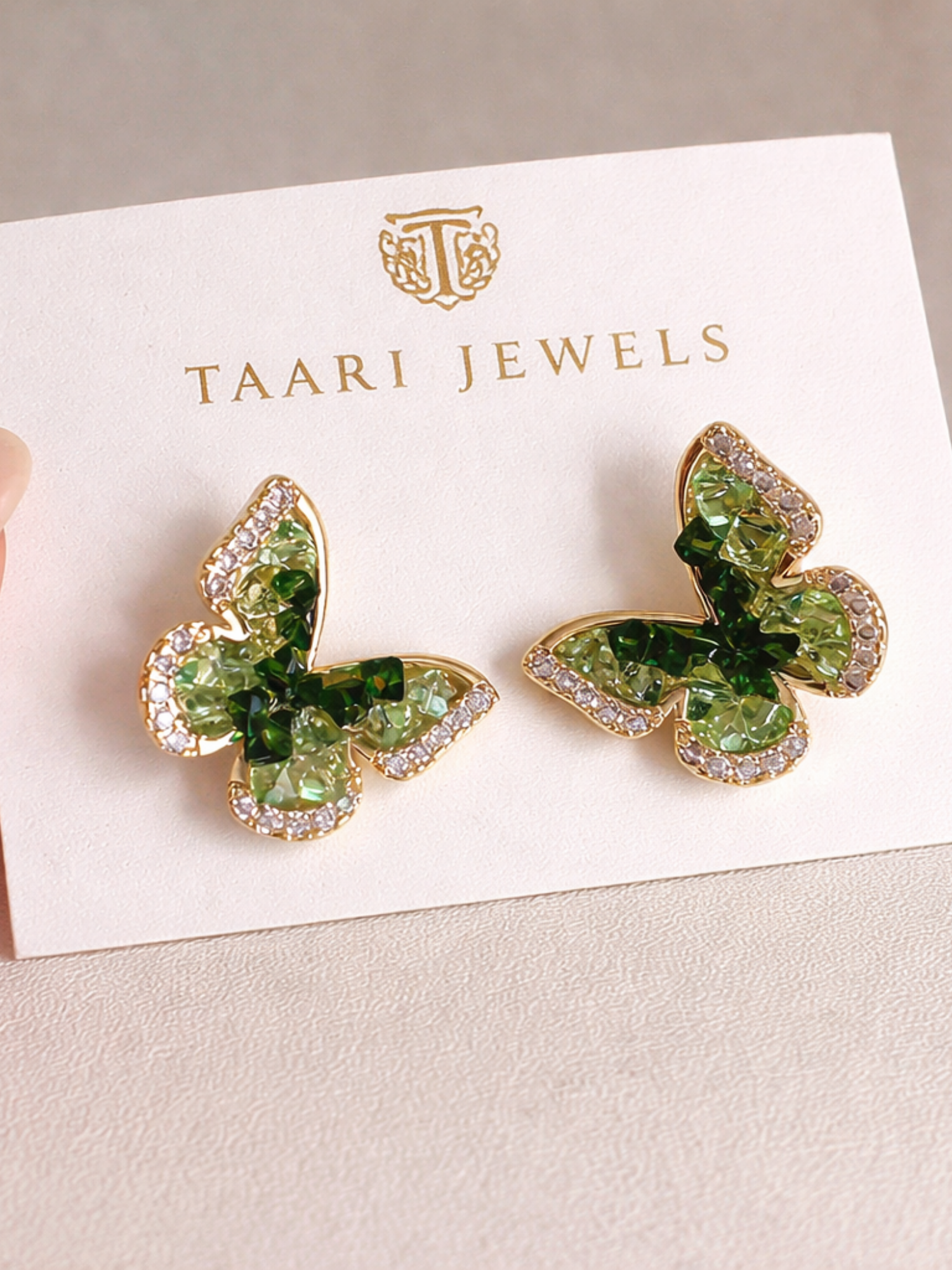 Emerald Flutter Stud Earrings