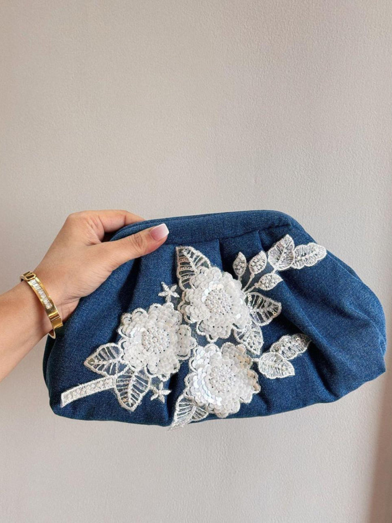 Blossom Denim Clutch