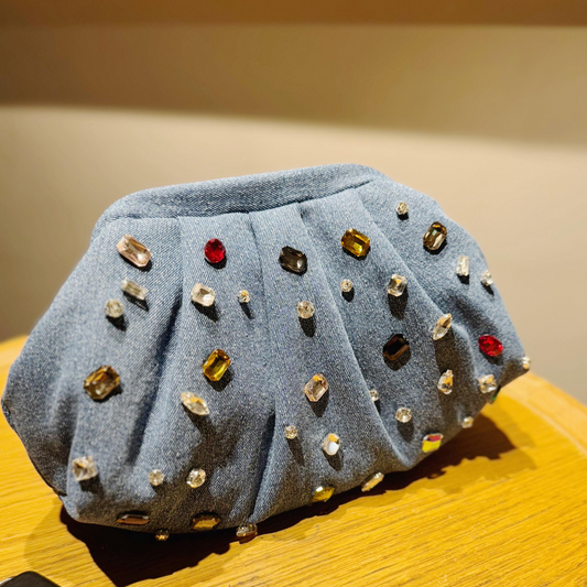 Glimmer Pop Denim Clutch