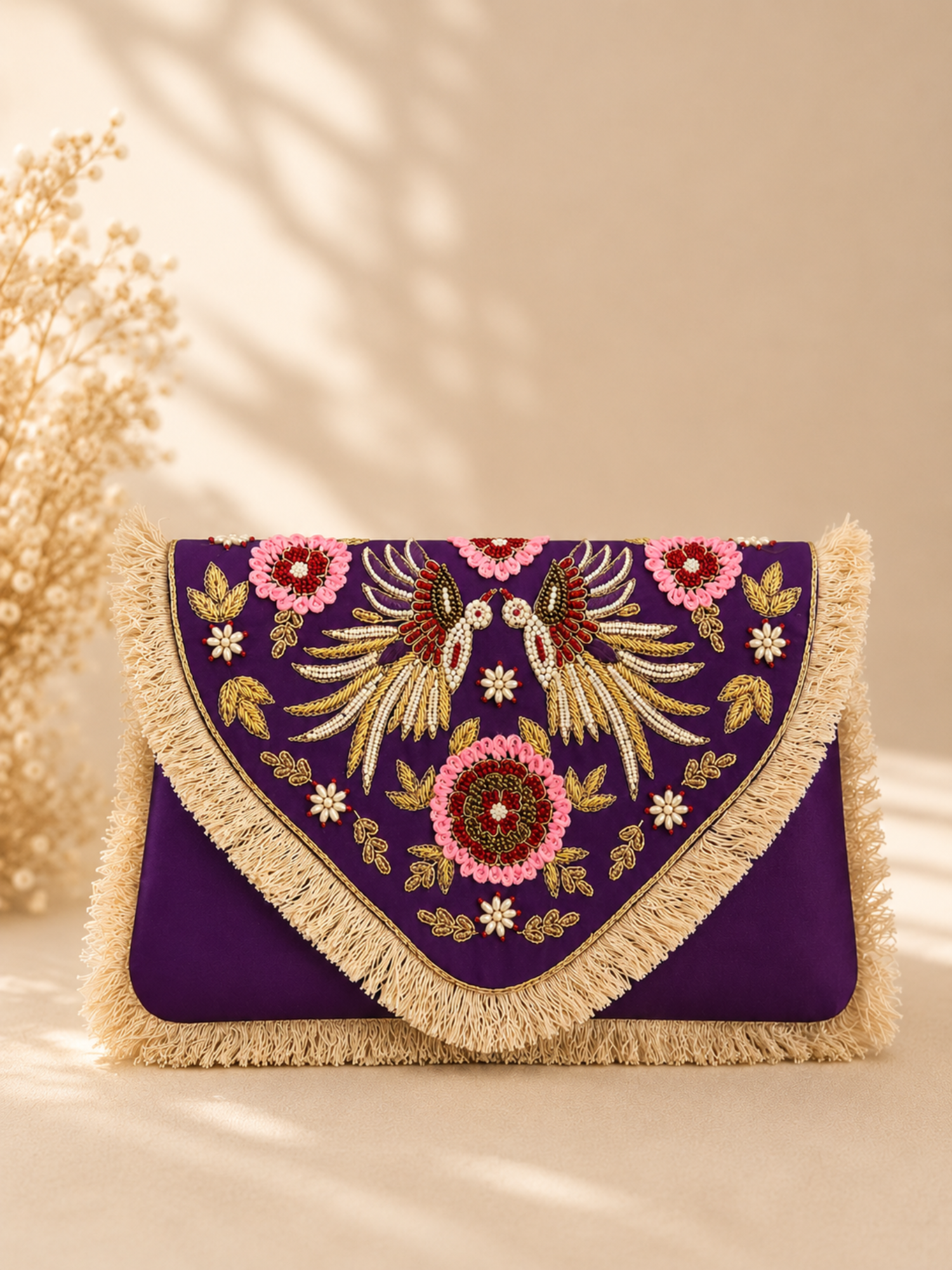 Royal Birdsong Embroidered Clutch