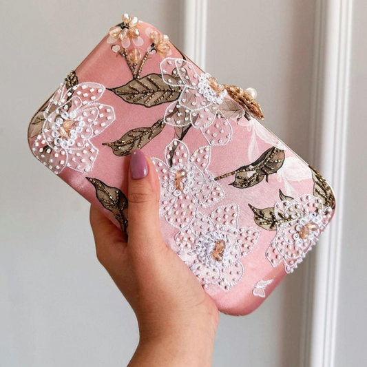Rosé Radiance Embellished Clutch