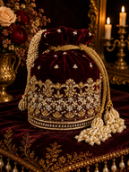 Maroon Velvet Maharani Potli