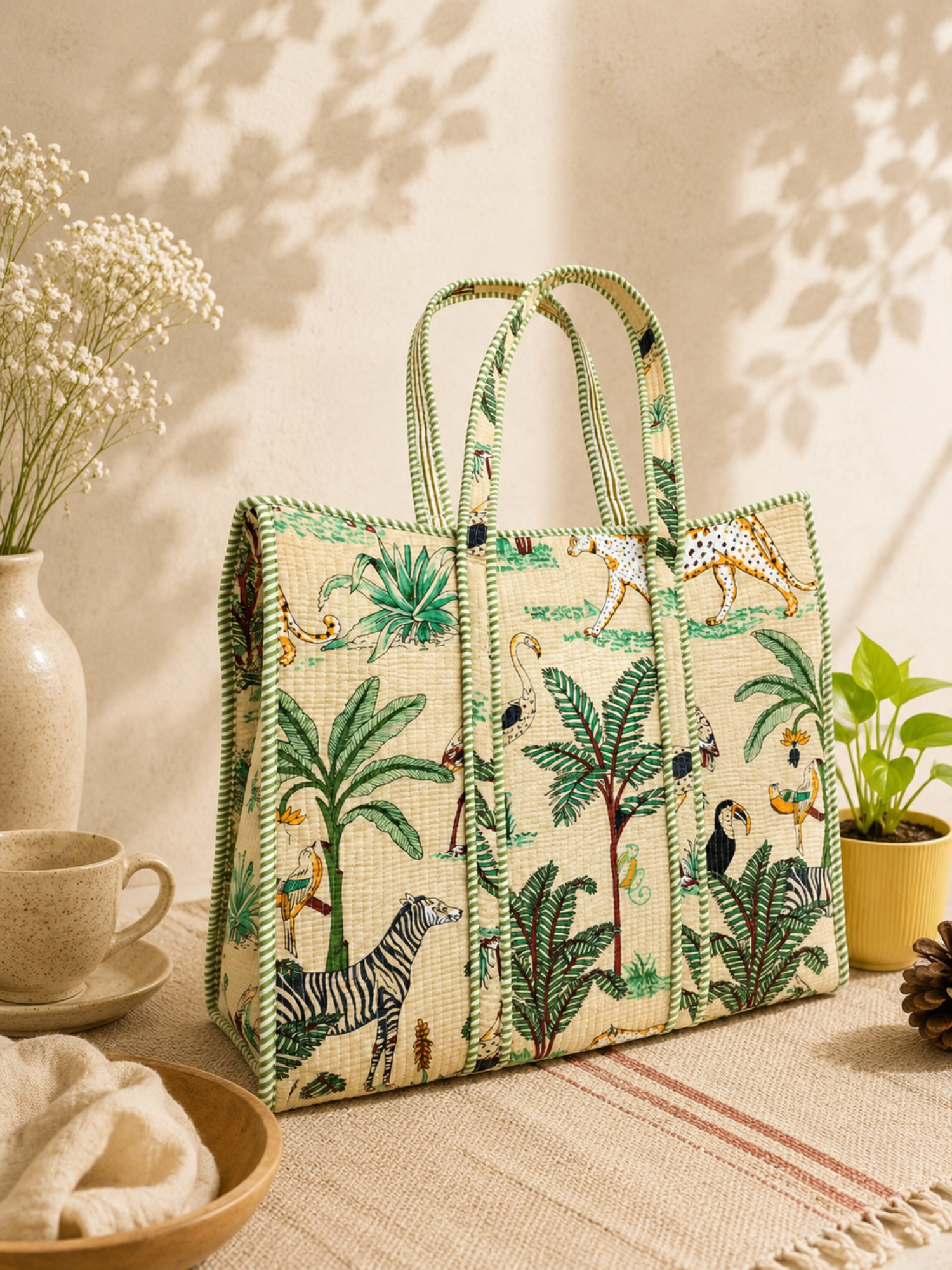 Tropical Safari Quilted Tote