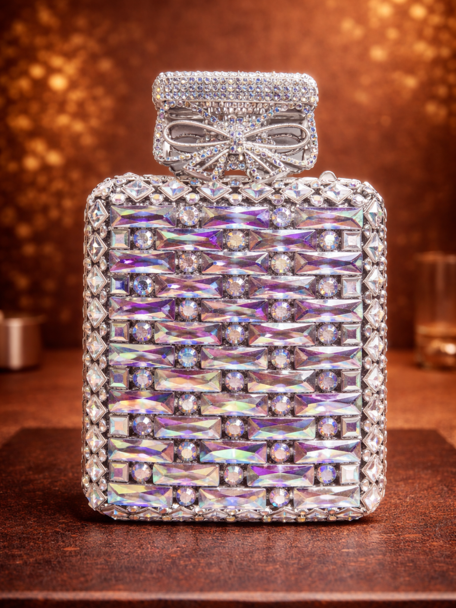 Blush Crystal Bow Clutch