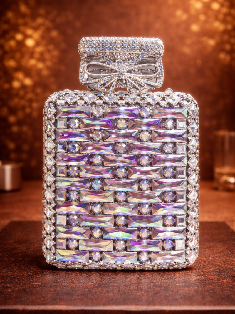 Blush Crystal Bow Clutch