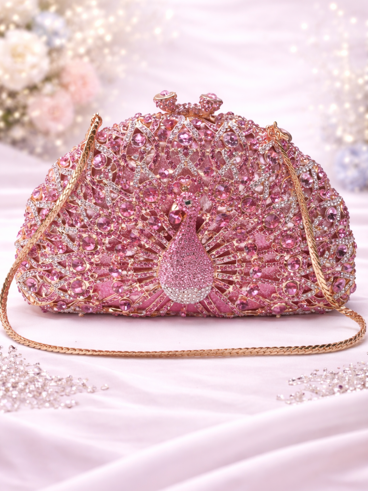 Peacock Aura Crystal Clutch