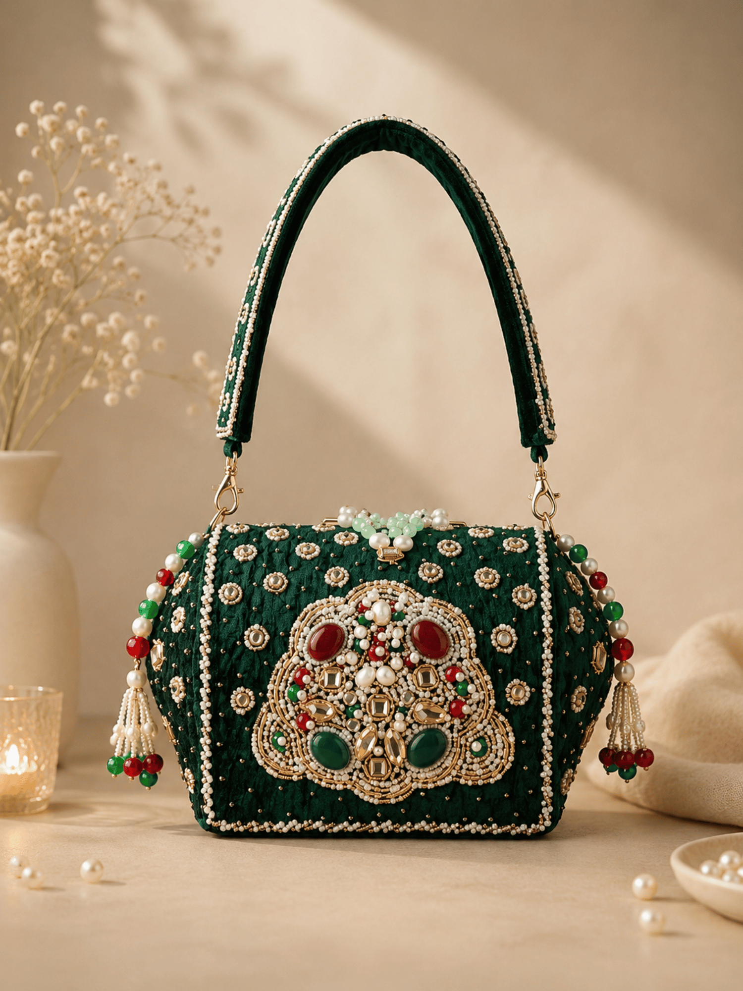 Regal Velvet Embellished Clutch