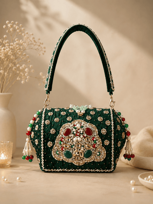 Regal Velvet Embellished Clutch