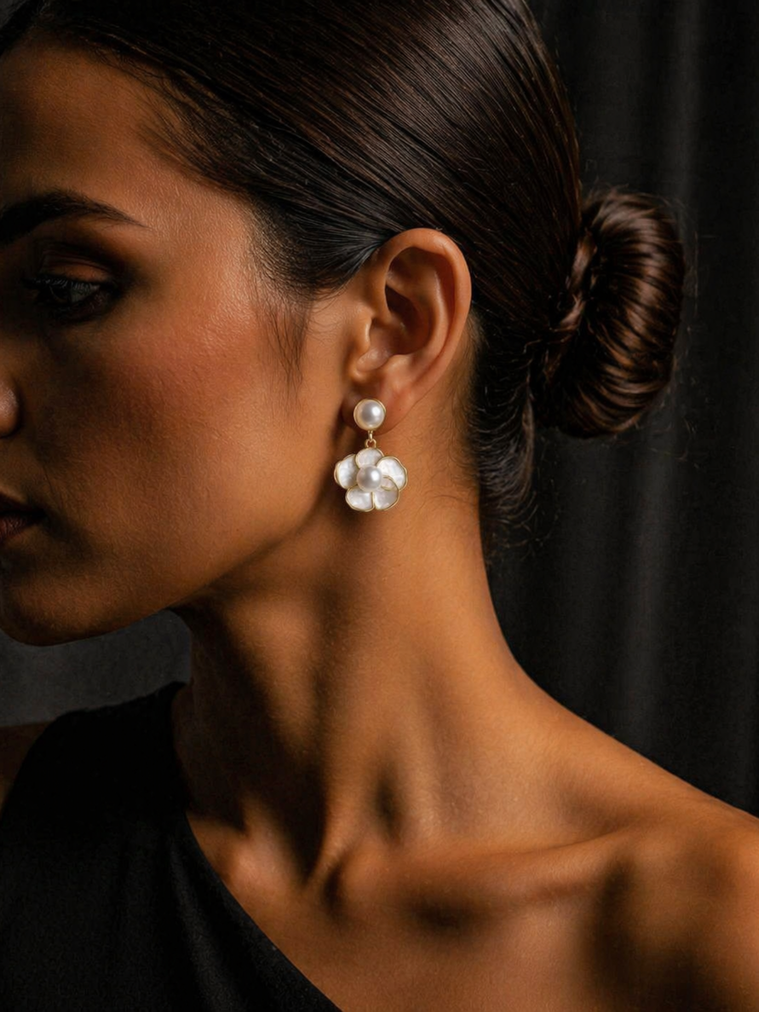 Pearl Petal Drop Earrings