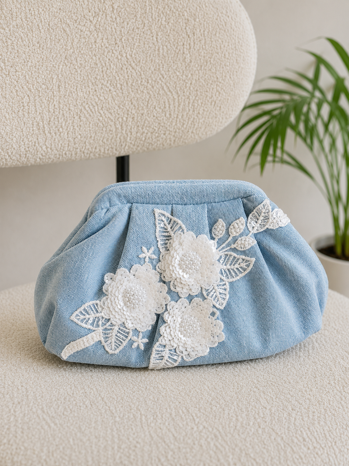 Blossom Denim Clutch