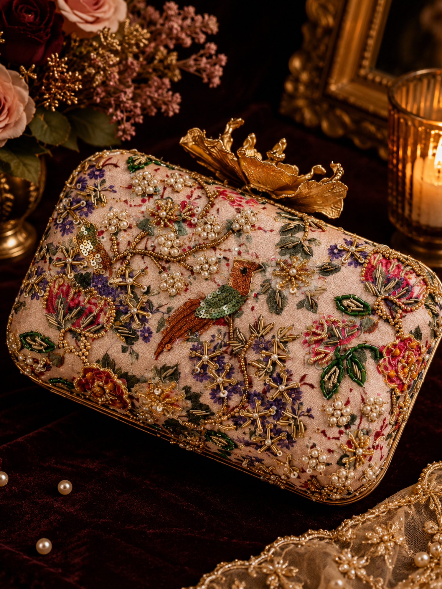Pink Garden Bird Clutch
