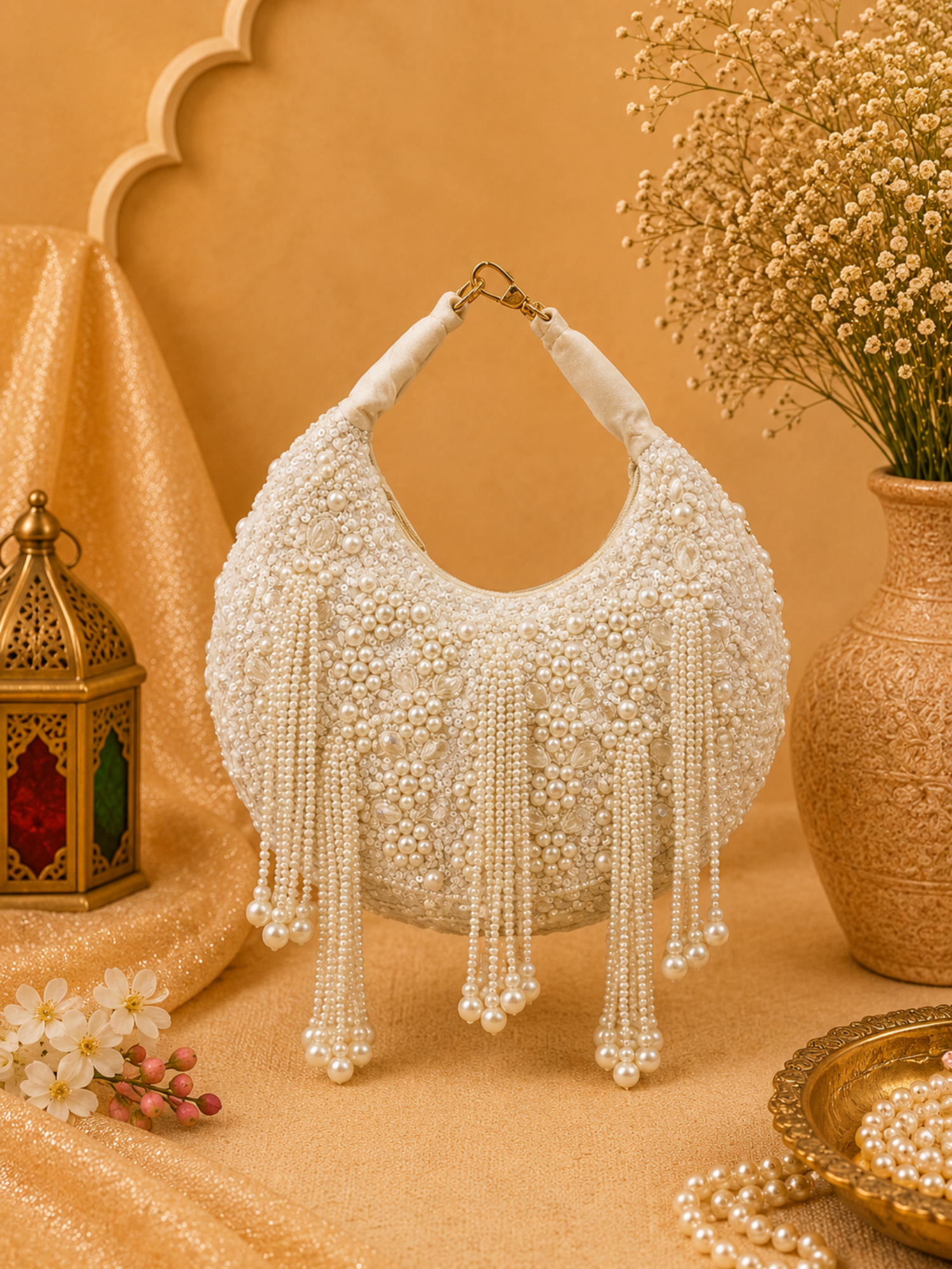 Moon Pearl Drape Clutch