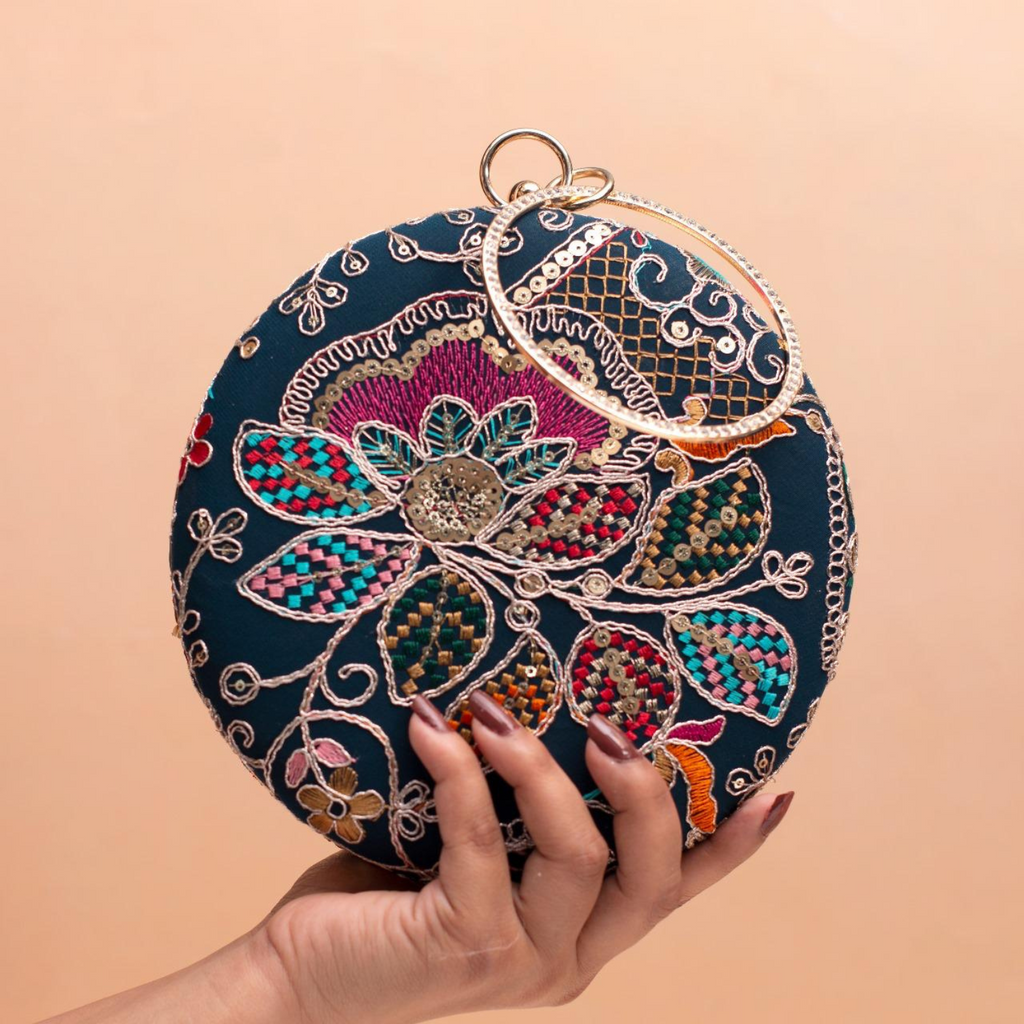 Regalia Embroidered Ring Clutch
