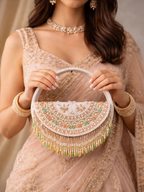 Zehra Royale Fringe Half-Moon Clutch