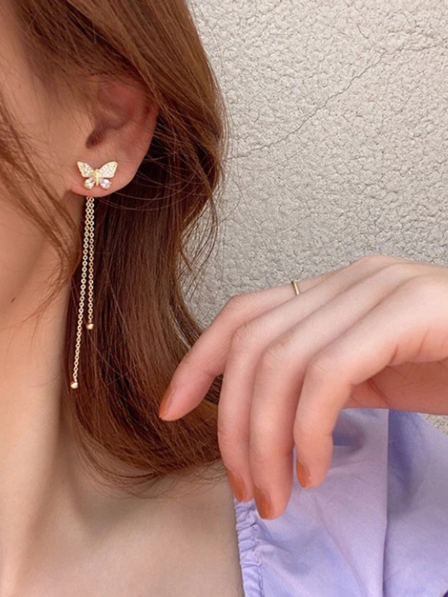 Crystal Butterfly Tassel Earrings