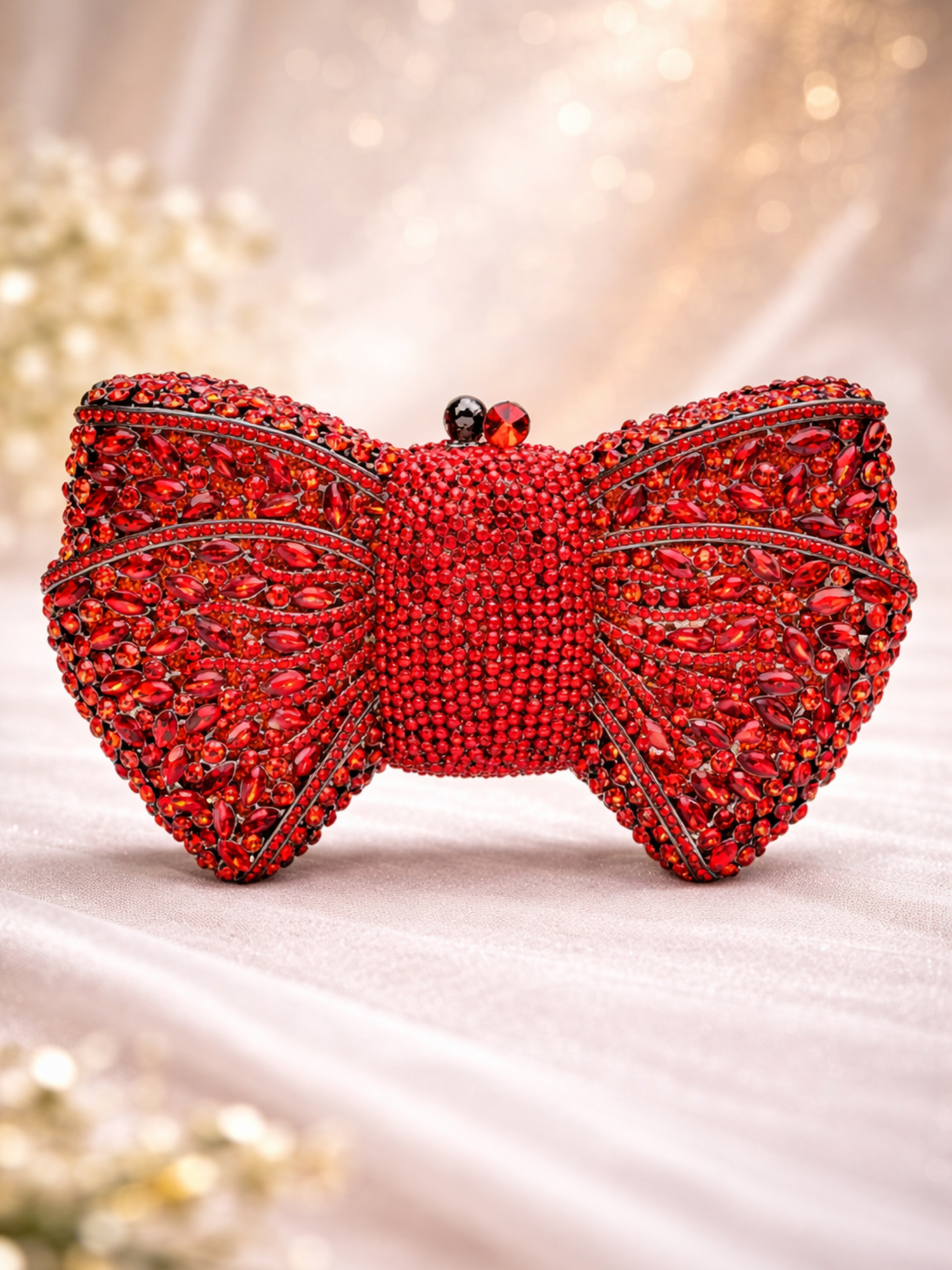 Velvet Bow Crystal Clutch
