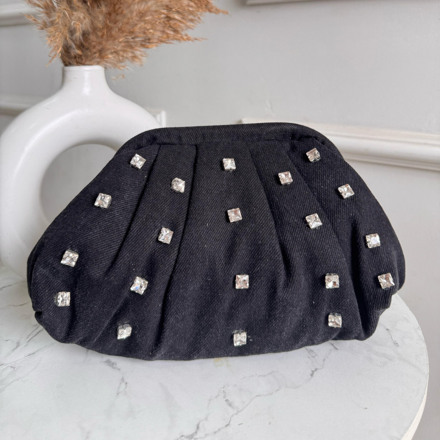 Disco Drape Denim Clutch