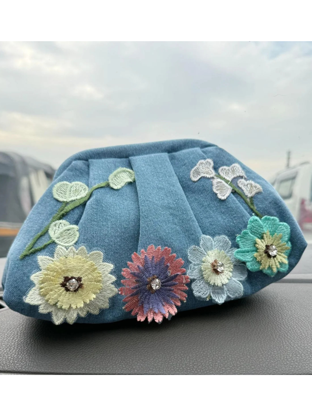 Thread & Petal Denim Clutch