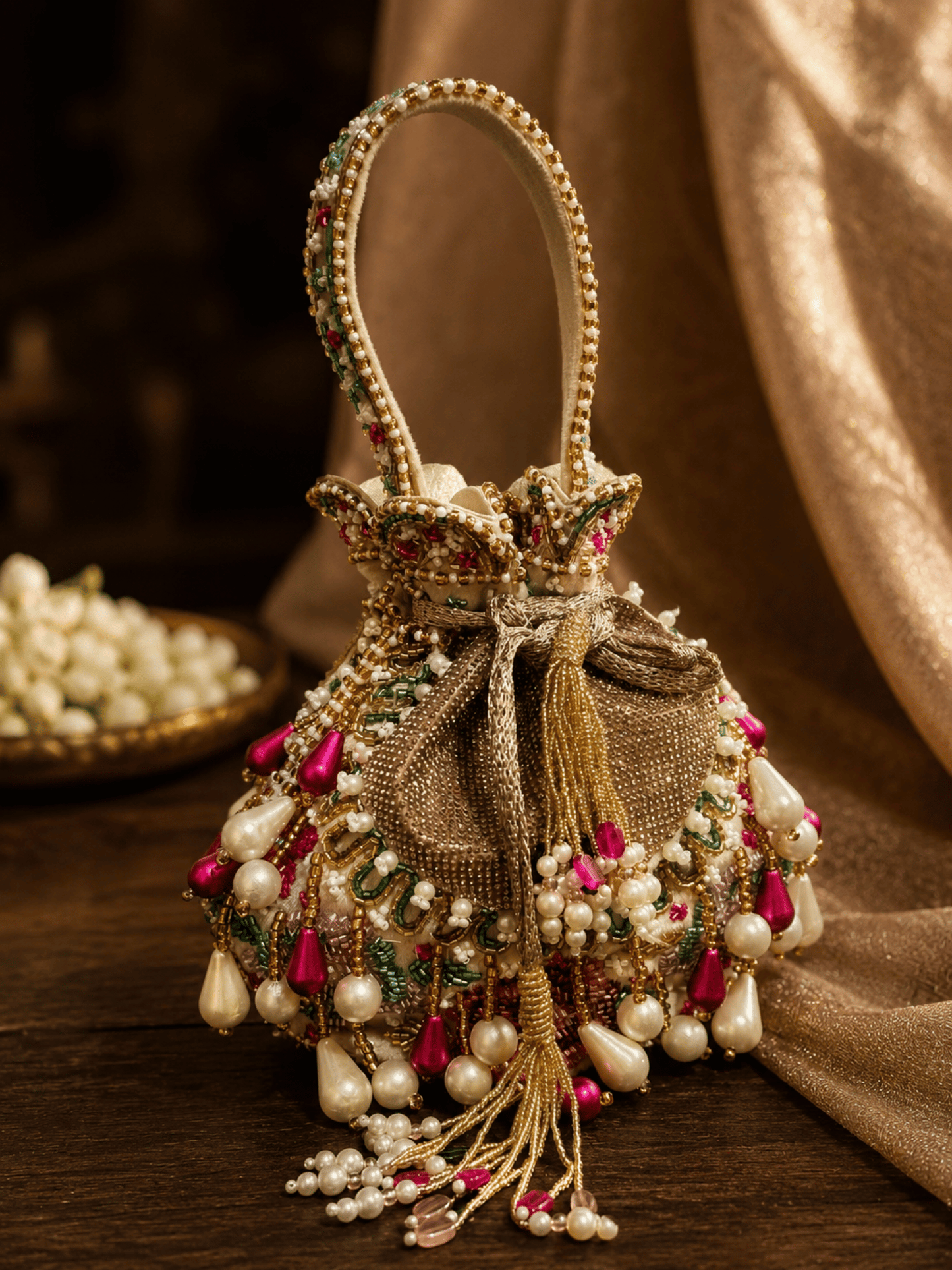 Royal Pearl & Bead Embroidered Potli Bag