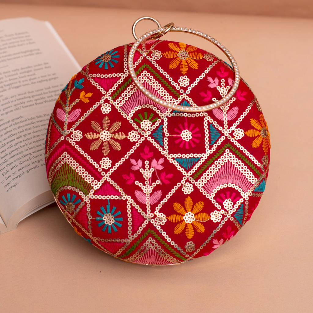 Regalia Embroidered Ring Clutch