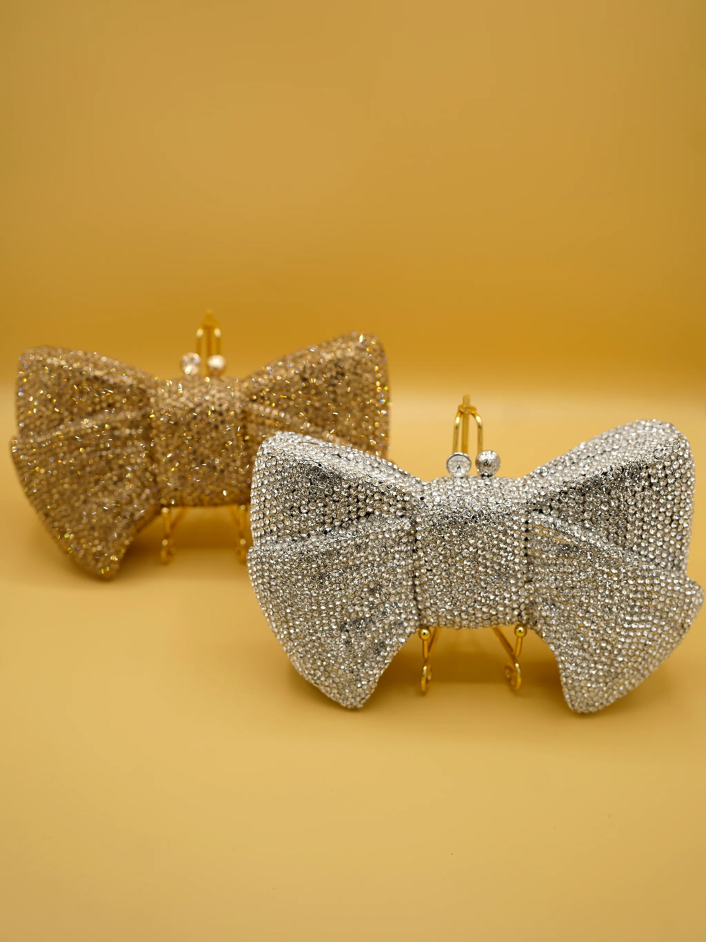 Silver Ribbon Crystal Bag