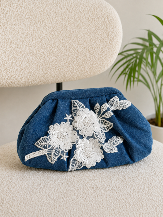 Blossom Denim Clutch