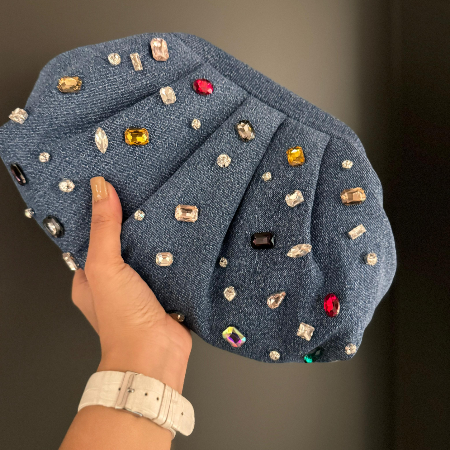 Glimmer Pop Denim Clutch